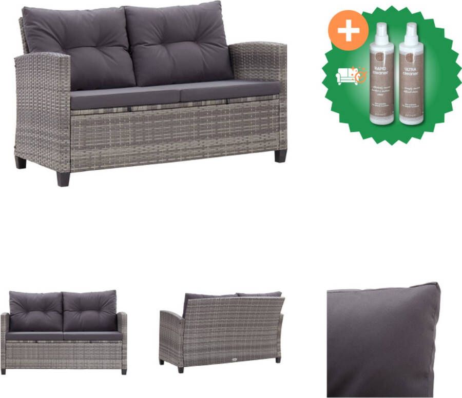 VidaXL Tweezitsbank Gemengd Grijs Poly Rattan 124 x 68 x 77 cm Weerbestendig Loungebank Inclusief Onderhoudsset