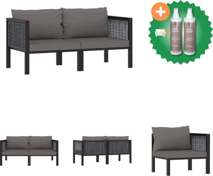 VidaXL Poly Rattan Loungebank 136 x 68 x 64 cm Antraciet Duurzaam en weerbestendig Tuinset Inclusief Onderhoudsset