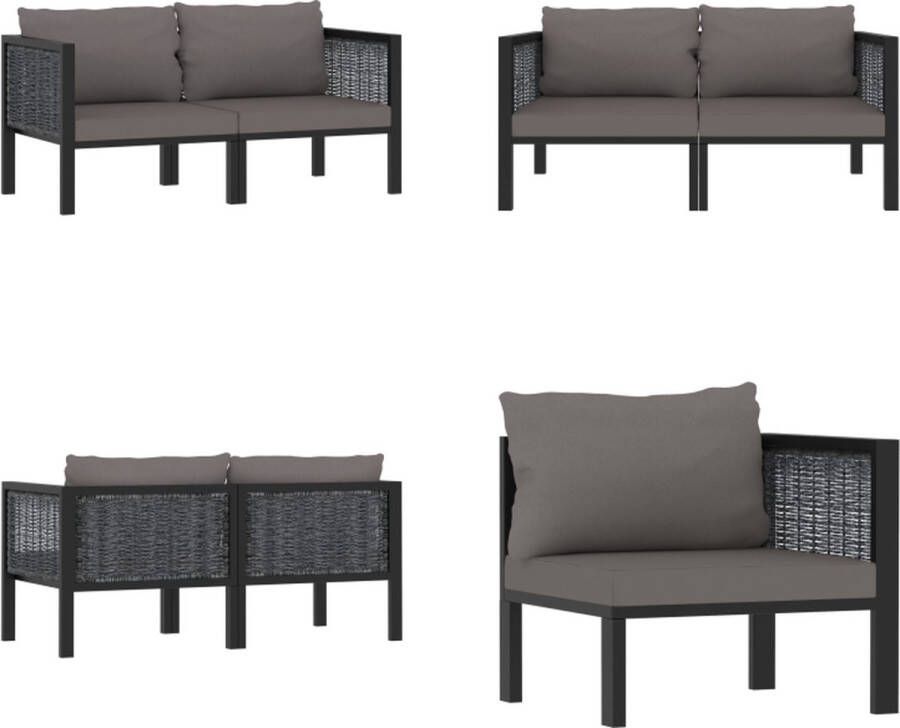 VidaXL Tweezitsbank met kussens poly rattan antraciet Tweezitter Tweezitters Tweezitsbank Tweezitsbanken