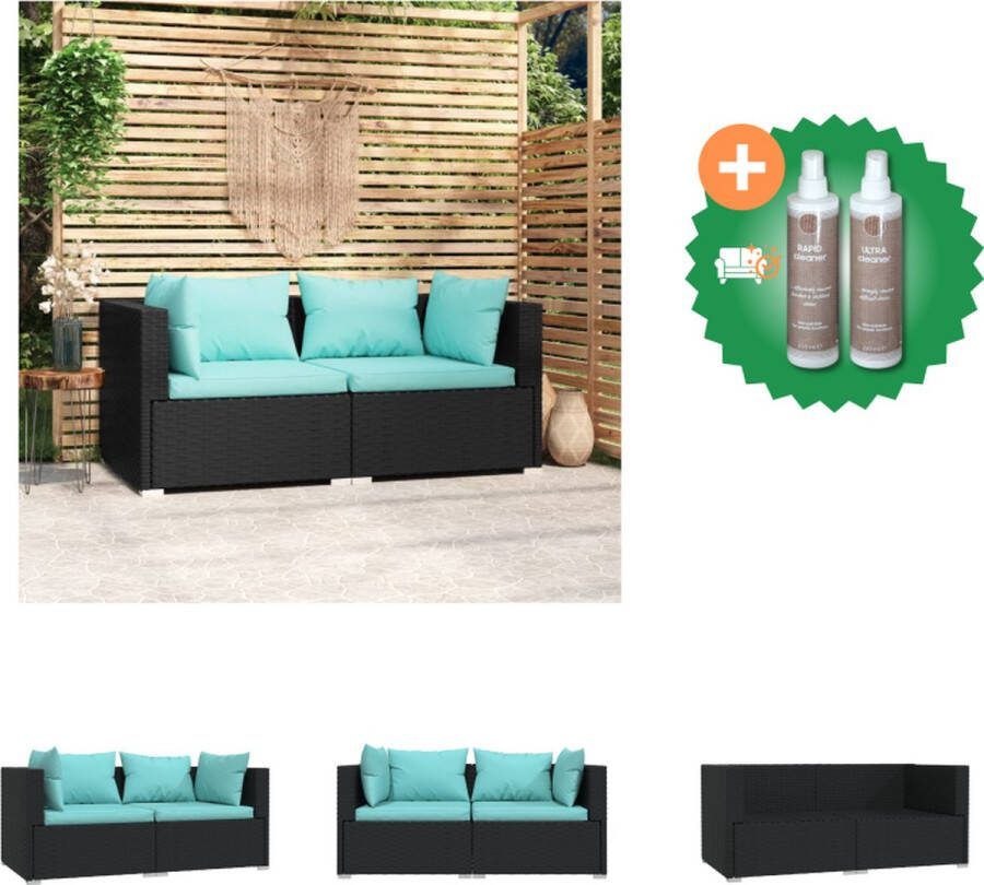 VidaXL Tuinbank Zwart 140 x 70 x 60.5 cm PE-rattan Tuinset Inclusief Onderhoudsset