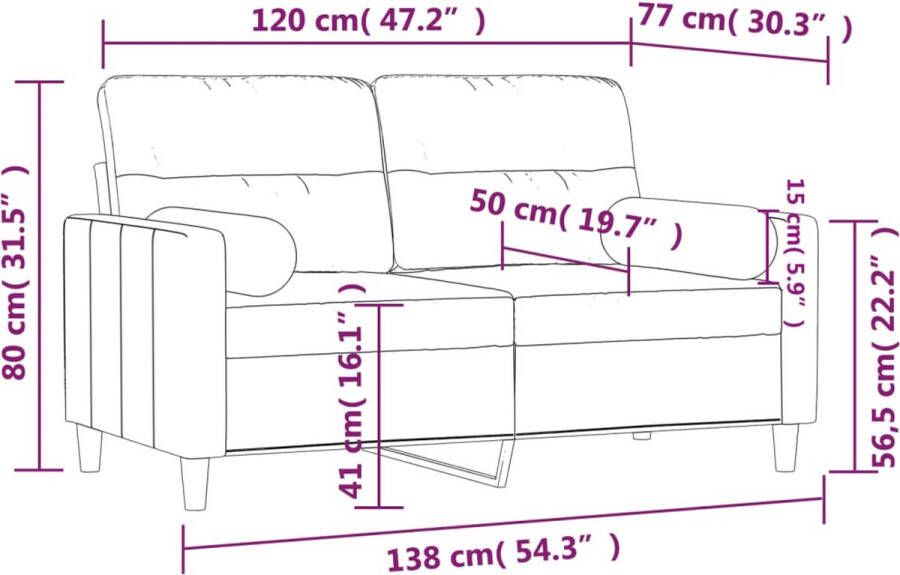 Vida XL vidaXL Tweezitsbank met sierkussens 120 cm stof zwart-VXL-3200778