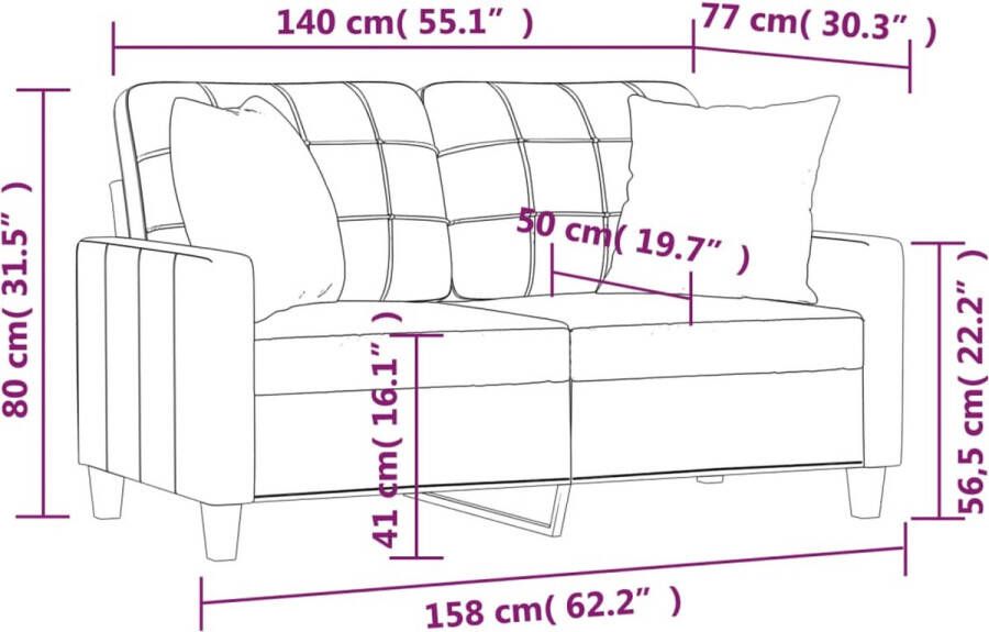 Vida XL vidaXL Tweezitsbank met sierkussens 140 cm kunstleer zwart-VXL-3200803