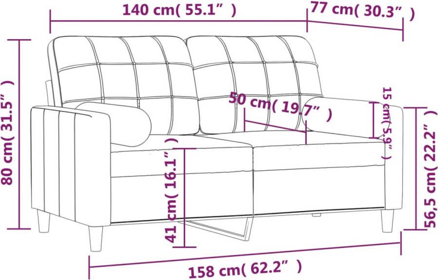 Vida XL vidaXL Tweezitsbank met sierkussens 140 cm stof zwart-VXL-3200825