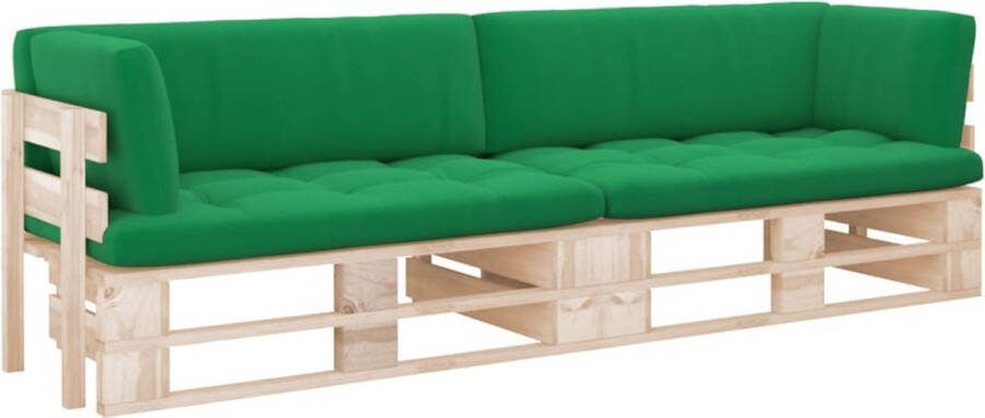 VidaXL Tweezitsbank pallet met kussens geïmpregneerd grenenhout