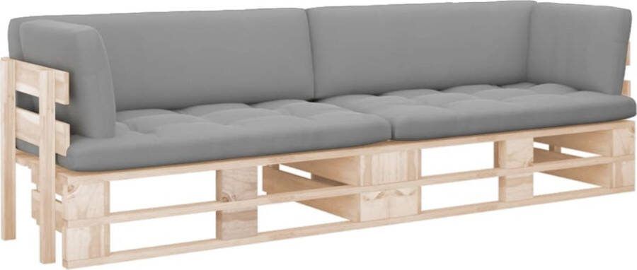VidaXL Tweezitsbank pallet met kussens geïmpregneerd grenenhout