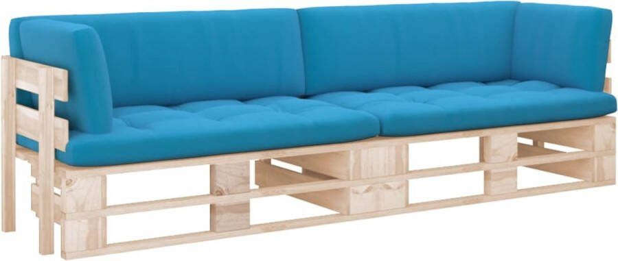 VidaXL Tweezitsbank pallet met kussens geïmpregneerd grenenhout