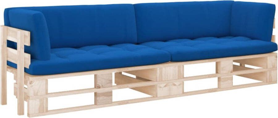 VidaXL Tweezitsbank pallet met kussens geïmpregneerd grenenhout