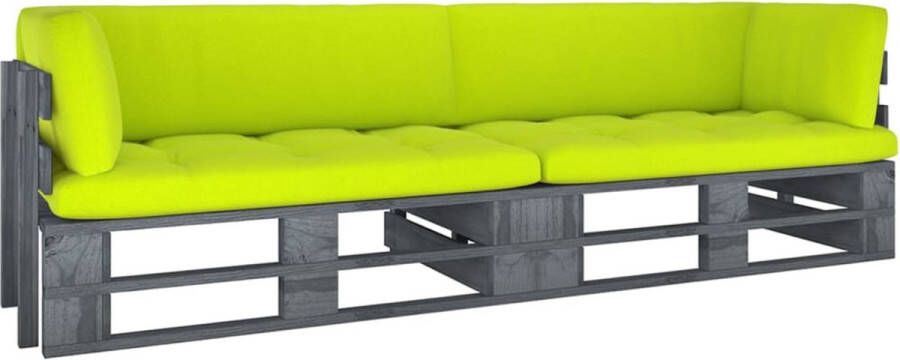 VidaXL -Tweezitsbank-pallet-met-kussens-grijs-geïmpregneerd-grenenhout