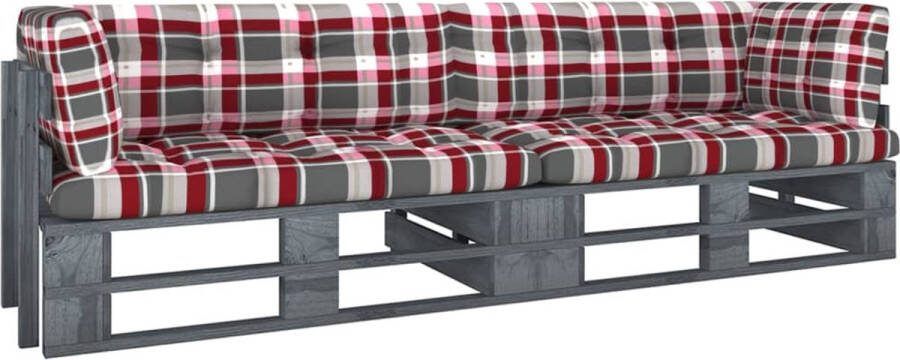 VidaXL -Tweezitsbank-pallet-met-kussens-grijs-geïmpregneerd-grenenhout