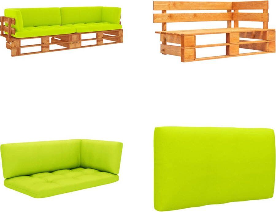 VidaXL Tweezitsbank pallet met kussens honingbruin geïmpregneerd hout Pallet Bank Pallet Banken Palletbank Palletbanken