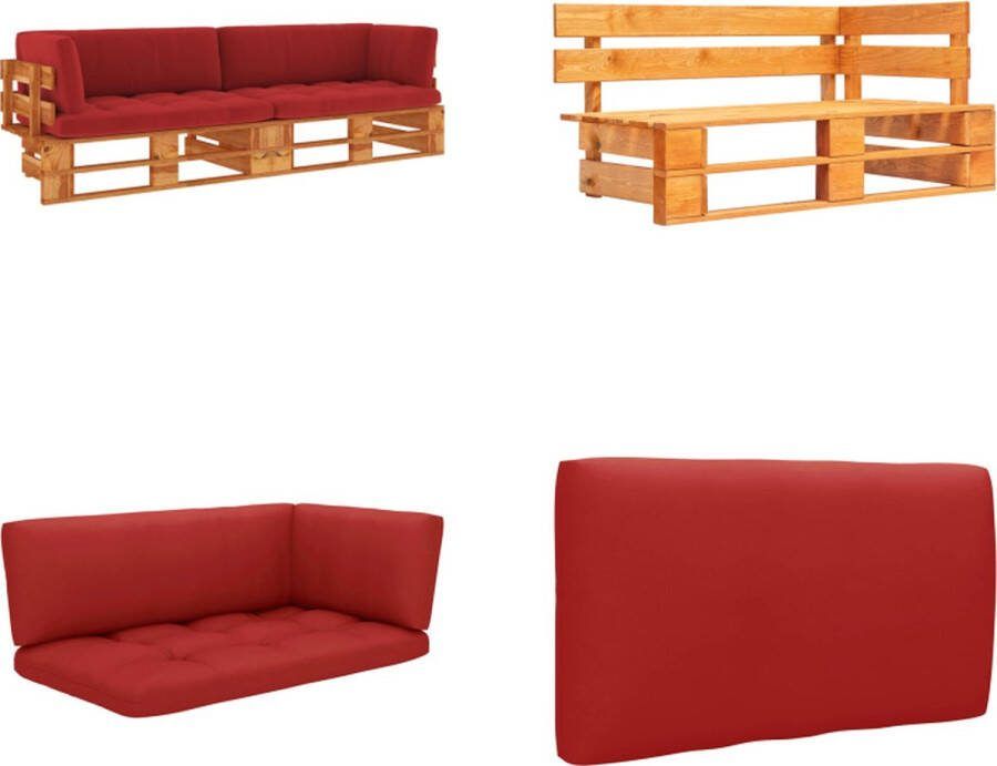 VidaXL Tweezitsbank pallet met kussens honingbruin geïmpregneerd hout Pallet Bank Pallet Banken Palletbank Palletbanken