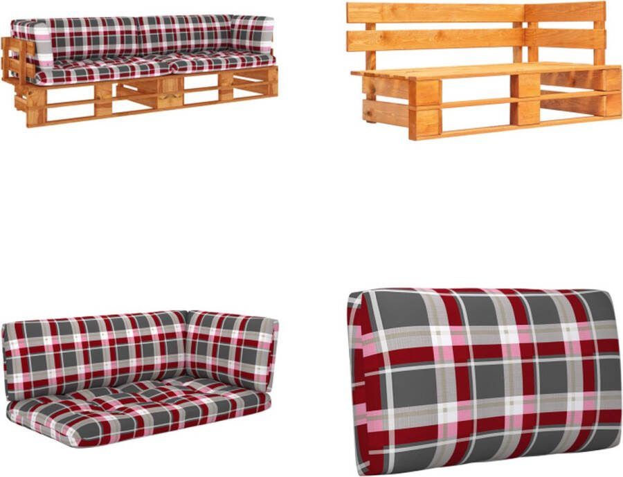 VidaXL Tweezitsbank pallet met kussens honingbruin geïmpregneerd hout Pallet Bank Pallet Banken Palletbank Palletbanken