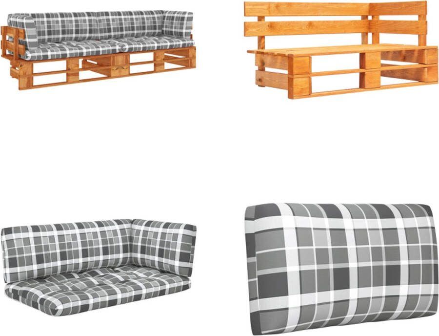 VidaXL Tweezitsbank pallet met kussens honingbruin geïmpregneerd hout Pallet Bank Pallet Banken Palletbank Palletbanken