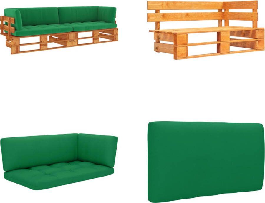 VidaXL Tweezitsbank pallet met kussens honingbruin geïmpregneerd hout Pallet Bank Pallet Banken Palletbank Palletbanken