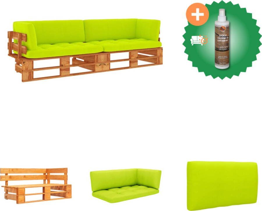 VidaXL Tweezitsbank pallet met kussens honingbruin geïmpregneerd hout Tuinset Inclusief Houtreiniger en verfrisser