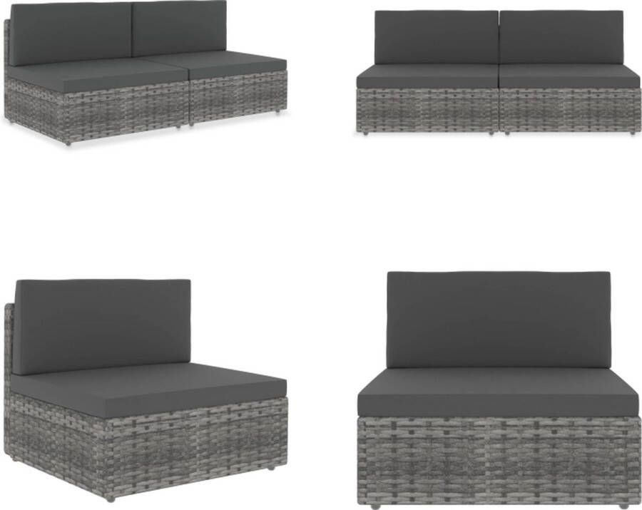 VidaXL Tweezitsbank sectioneel poly rattan grijs Tuinbank Tuinbanken Sectionele Bank Sectionele Banken