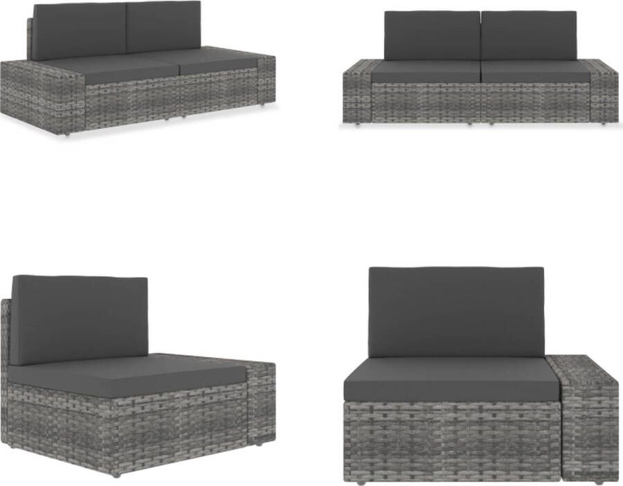 VidaXL Tweezitsbank sectioneel poly rattan grijs Tuinbank Tuinbanken Sectionele Bank Sectionele Banken