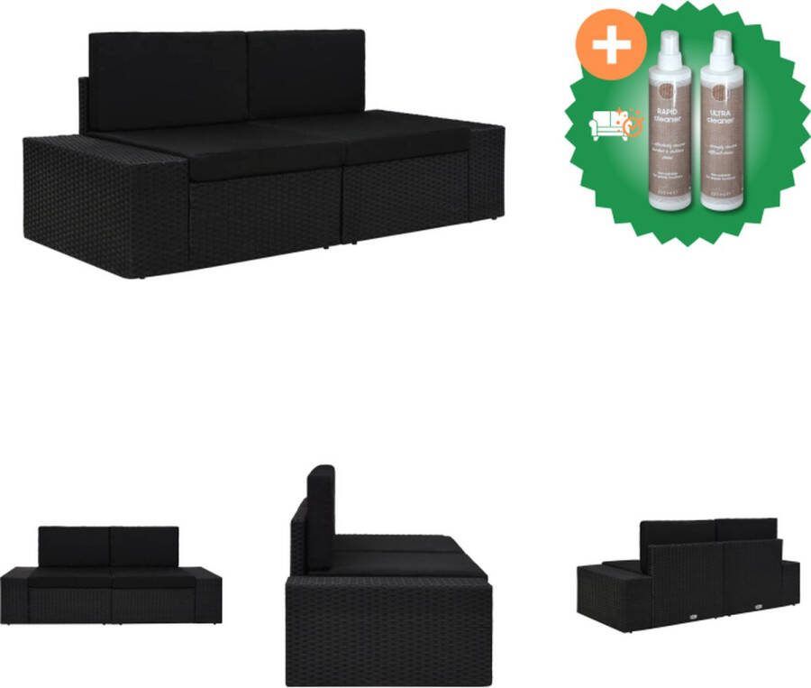 VidaXL Poly rattan hoekbank 78.5 x 65.5 x 52 cm Zwart Tuinbank Inclusief Onderhoudsset