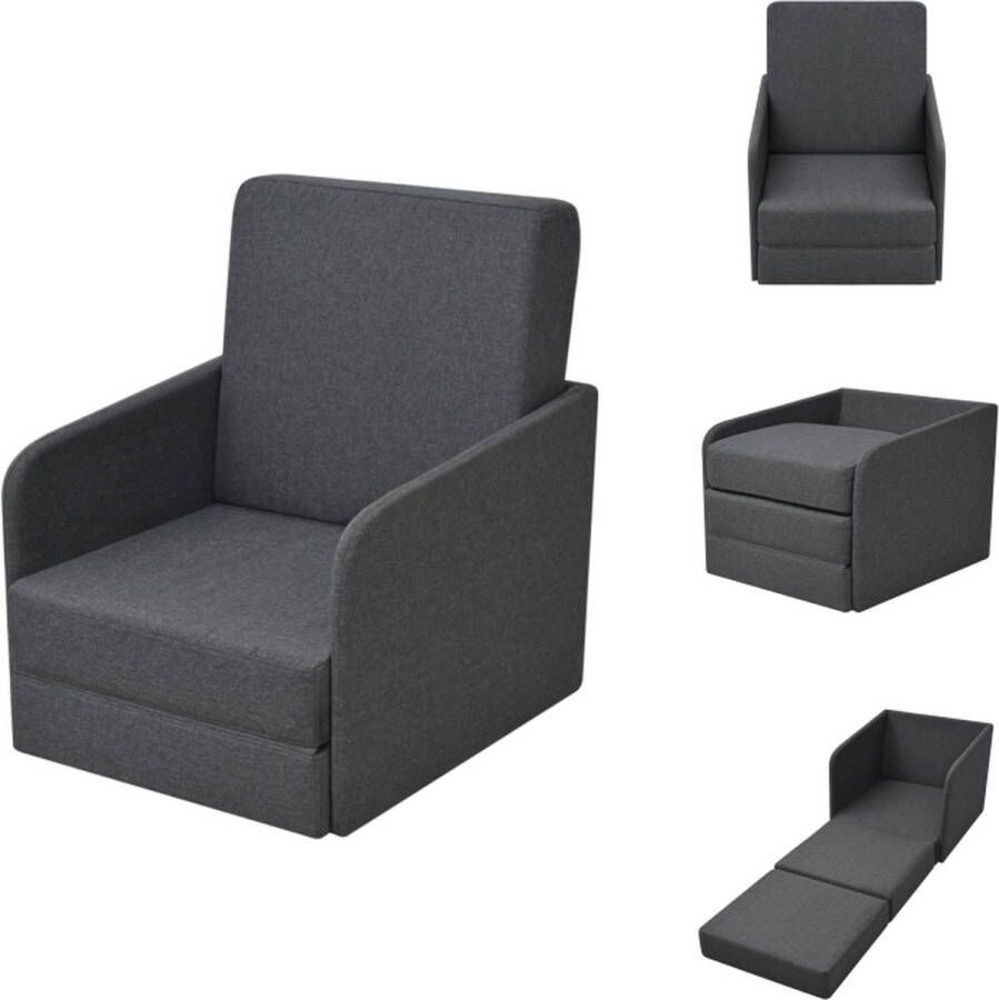 VidaXL Uitklapbare Slaapstoel Donkergrijs Grenenhout 170 x 59.5 x 48cm Fauteuil
