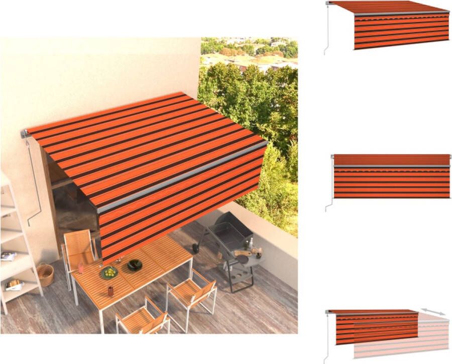 VidaXL Uitschuifbare Luifel 4 x 3 m Oranje Bruin Gepoedercoat Aluminium UV- en Waterbestendig Vensterzonwering