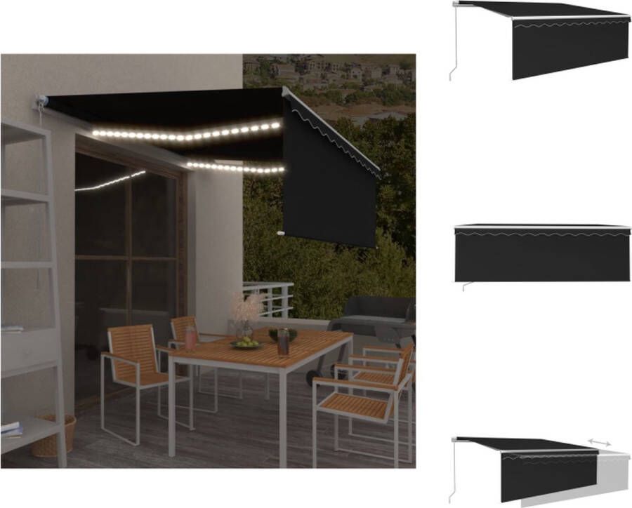VidaXL Uitschuifbare luifel 400x300 cm wit frame antraciet kleur roestbestendig aluminium Vensterzonwering