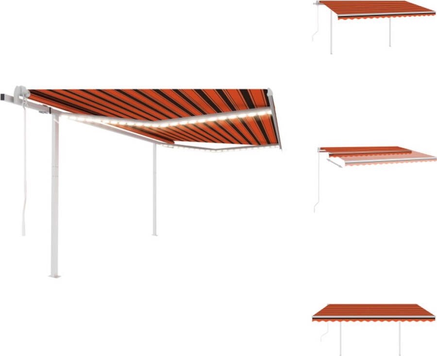 VidaXL Uitschuifbare luifel 450x300 cm oranje en bruin 100% polyester Vensterzonwering