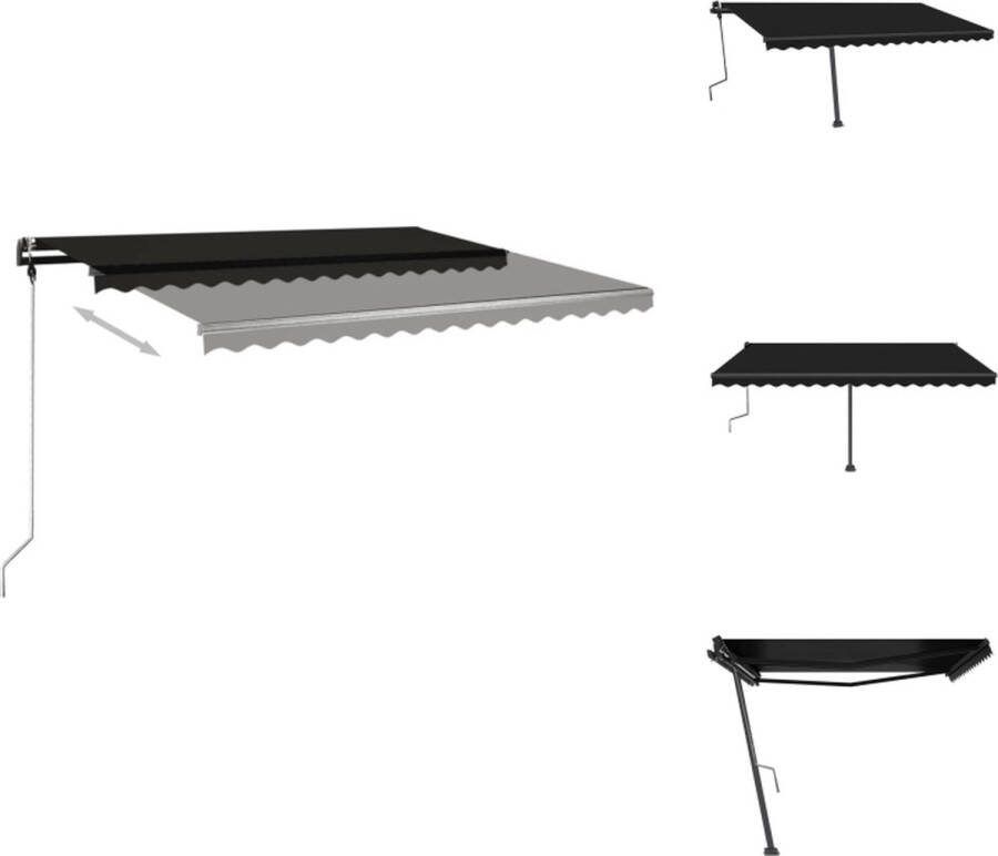 VidaXL Uitschuifbare luifel Buitenluifel 450 x 350 cm Antraciet Gepoedercoat aluminium en polyester met PU-coating Vensterzonwering