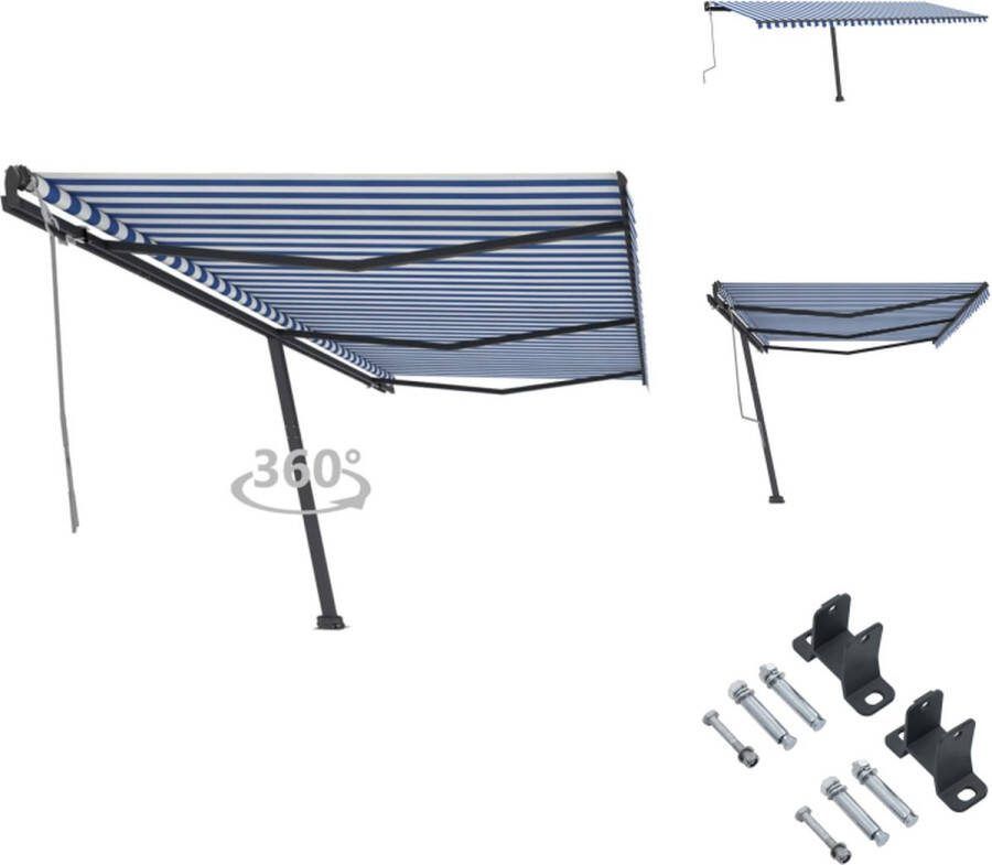 VidaXL Uitschuifbare Luifel Buitenluifel 600x300 cm Lichtgewicht aluminium frame UV- en waterbestendig Verstelbaar Blauw Wit Vensterzonwering