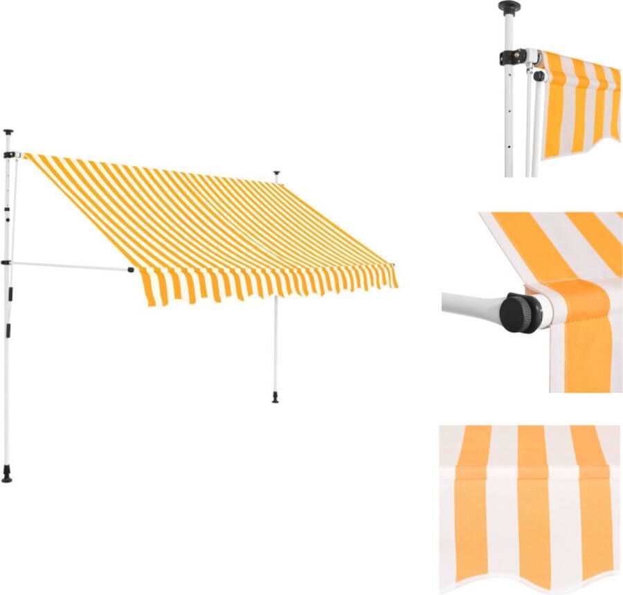 VidaXL Uittrekbare Zonwering 300 cm Oranje en Wit Polyester Staal Vensterzonwering