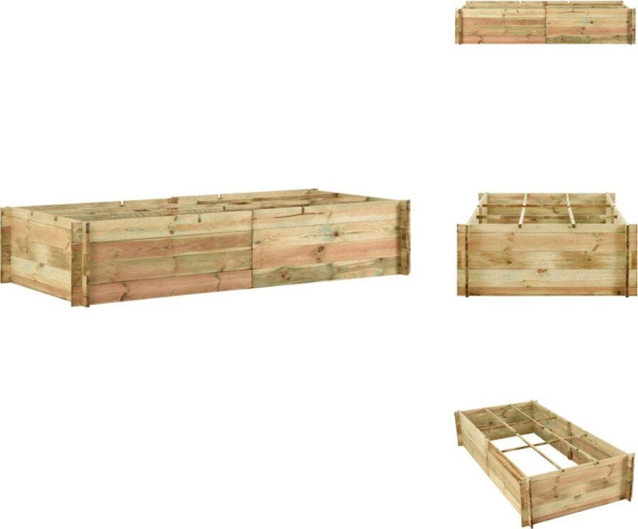 VidaXL Verhoogd Bed Grenenhout 197x100x40 cm Groen geïmpregneerd Bloempot