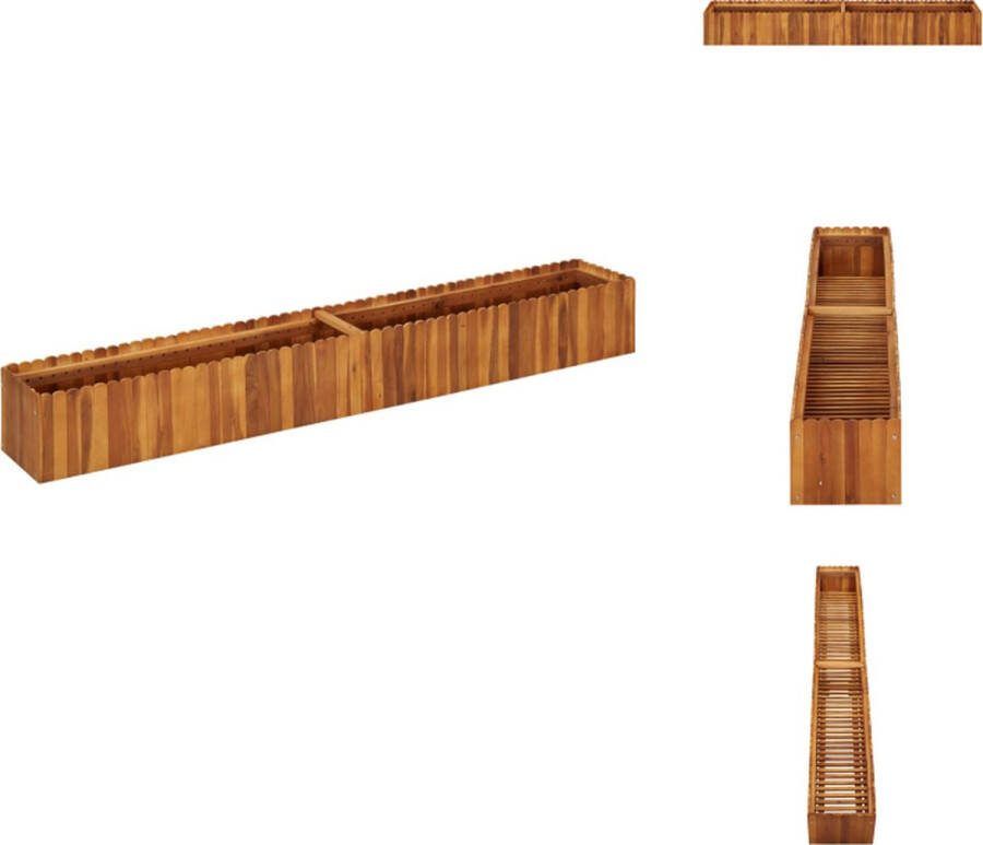 VidaXL Verhoogde Houten Kweekbak 200 x 30 x 25 cm Massief Acaciahout Gelat Ontwerp Bloempot