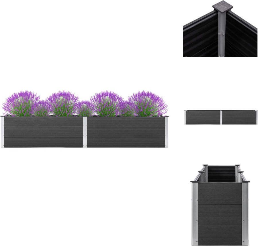 VidaXL Verhoogde Plantenbak Grijs HKC Staal 200x50x54cm Weerbestendig Bloempot