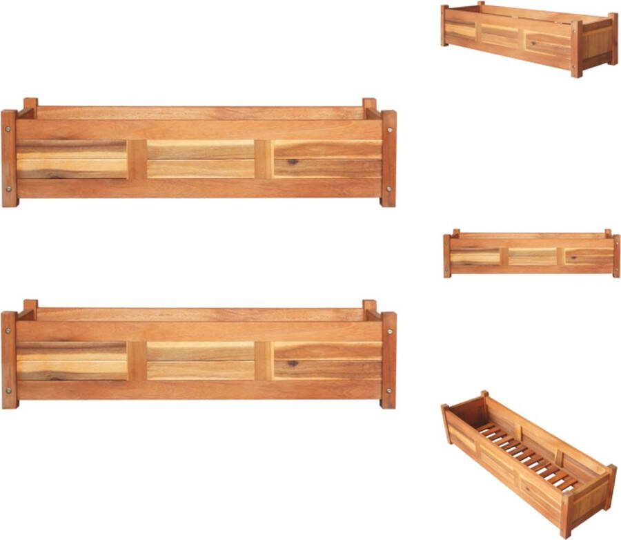 VidaXL Verhoogde plantenbakken Acaciahout 100 x 30 x 25 cm Bruin Bloempot