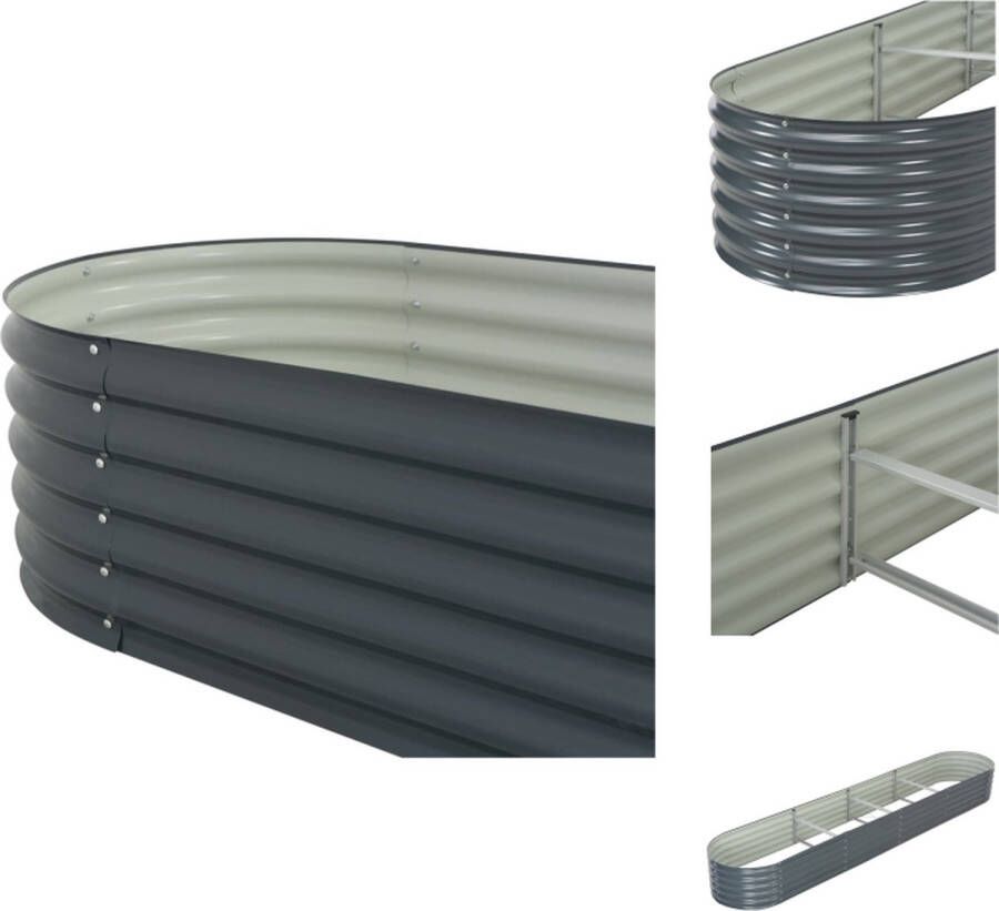 VidaXL Verhoogde Stalen Tuinbak 400 x 80 x 44 cm Gegalvaniseerd Staal Bloempot