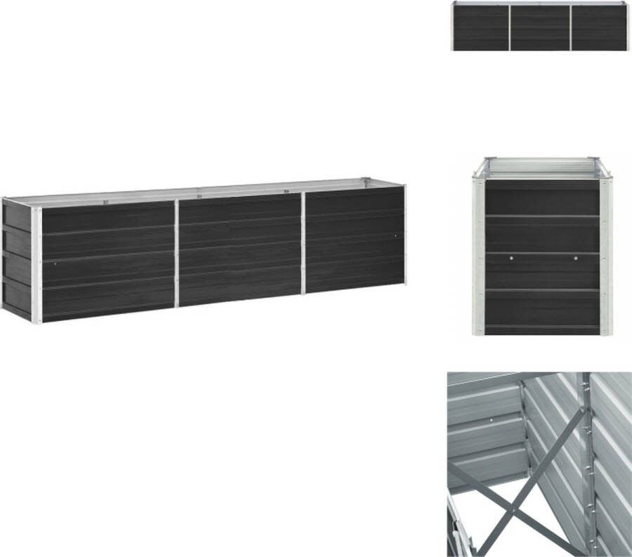 VidaXL Verhoogde Tuinbak Gegalvaniseerd Staal 240x40x45 cm Antraciet Bloempot