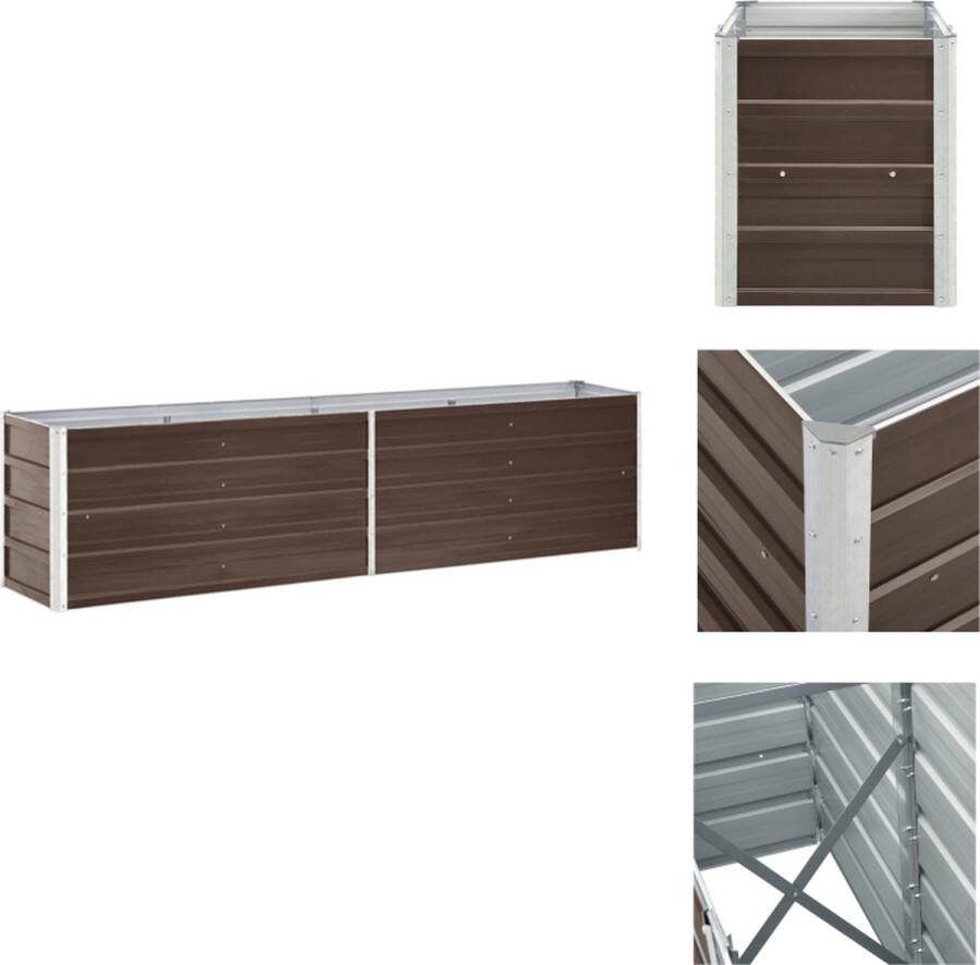 VidaXL Verhoogde Tuinbak Gegalvaniseerd Staal 240x40x45 cm Bruin Bloempot