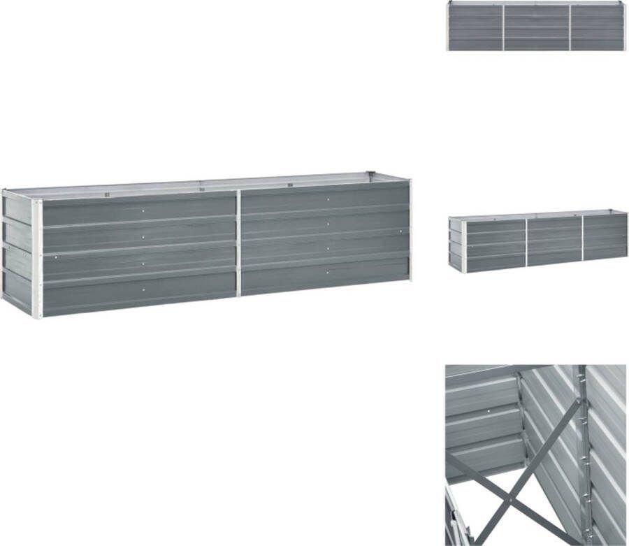 VidaXL Verhoogde Tuinbak Gegalvaniseerd Staal 240x40x45 cm Grijs Bloempot