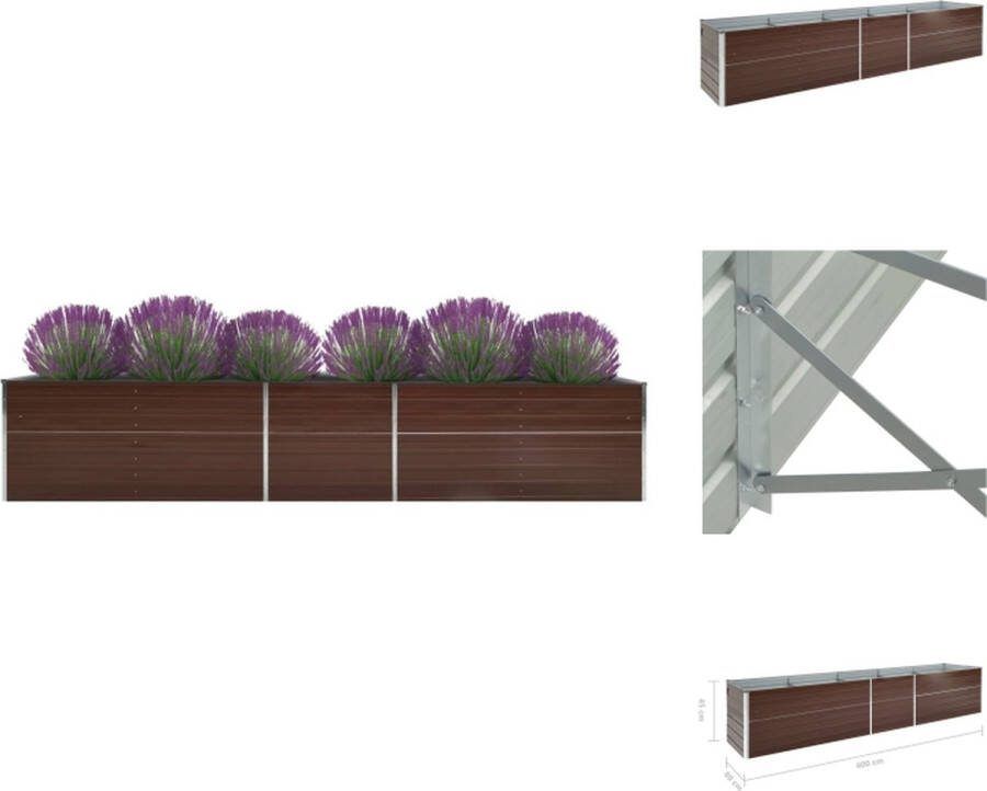 VidaXL Verhoogde Tuinbak Gegalvaniseerd Staal 400x80x45 cm Bruin Bloempot