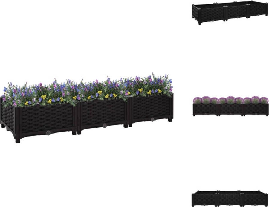 VidaXL Verhoogde Tuinbak Plantenbak 120 x 40 x 23 cm Zwart Bloempot