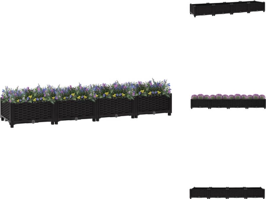 VidaXL Verhoogde tuinbak Polypropyleen 160 x 40 x 23 cm Zwart Bloempot