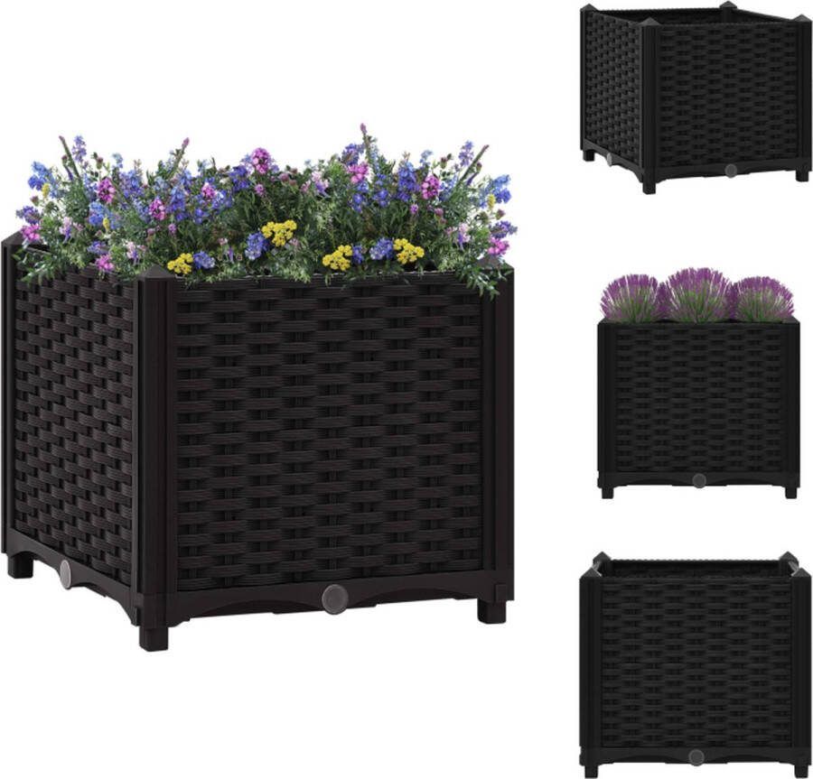 VidaXL Verhoogde Tuinbak Polypropyleen 40 x 40 x 38 cm Zwart Bloempot