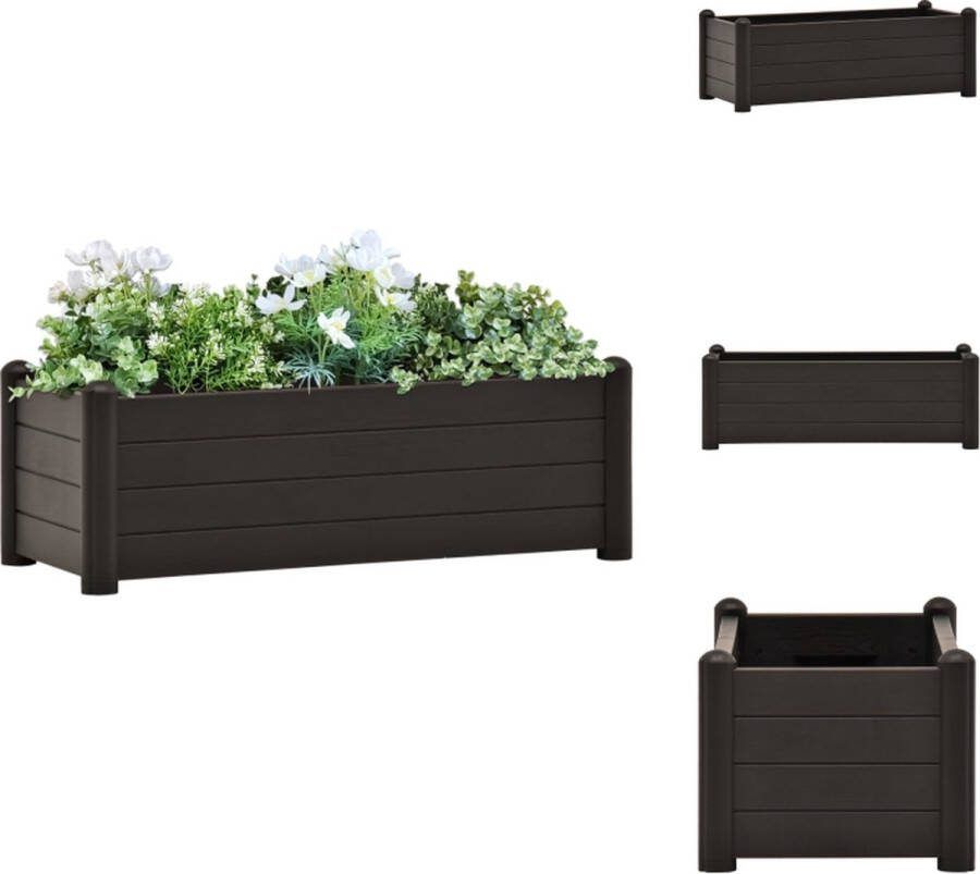VidaXL Verhoogde Tuinbak PP 100 x 43 x 35 cm 80 L Antraciet Bloempot