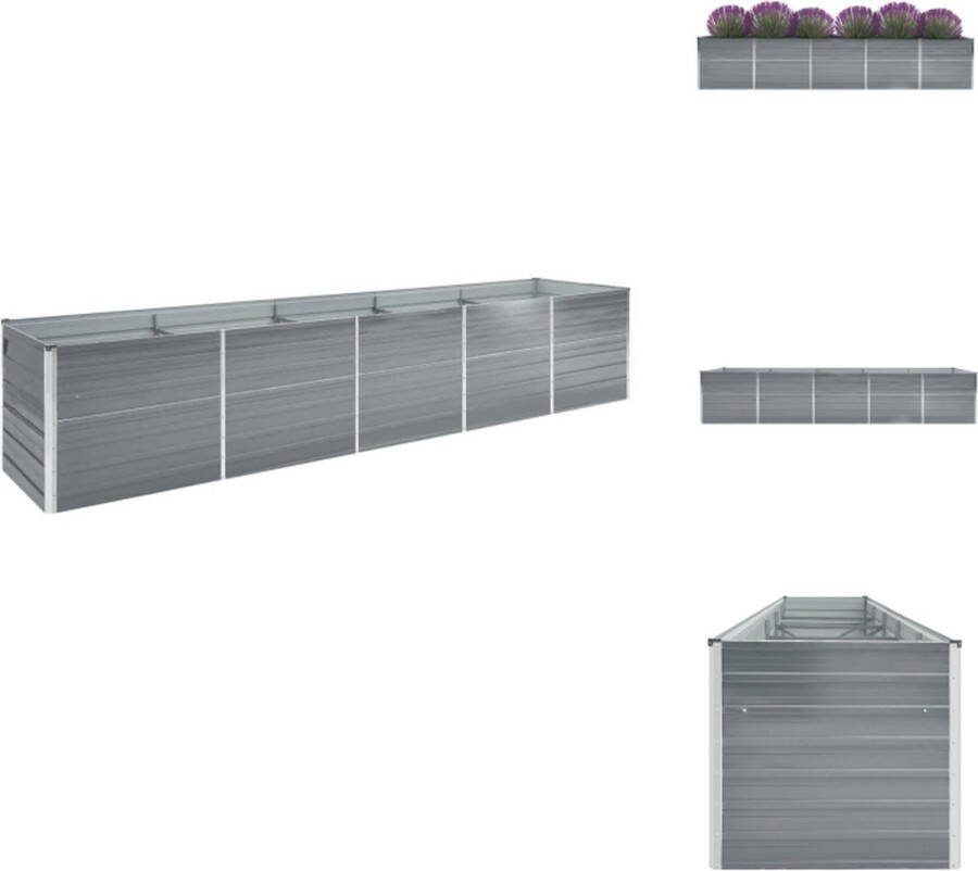 VidaXL Verhoogde tuinbak Staal 400 x 80 x 77 cm Grijs Bloempot