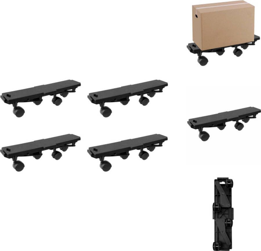VidaXL Verhuishondjes Meubelverplaatser op wielen 36 x 10 x 8 cm Haaksysteem Anti-slipoppervlak 170 kg draagvermogen Steekwagen
