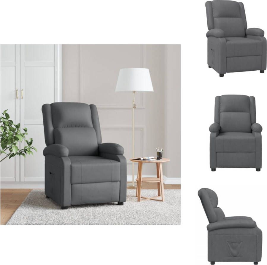 VidaXL Verstelbare armstoel antraciet kunstleer 70 x 93 x 98 cm verstelbare hoofdsteun en voetensteun Fauteuil