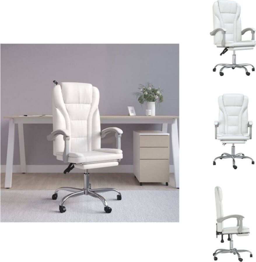 VidaXL Verstelbare Bureaustoel 63x56 cm Duurzaam Kunstleer Verstelbare Rugleuning en Voetensteun Wit Bureaustoel