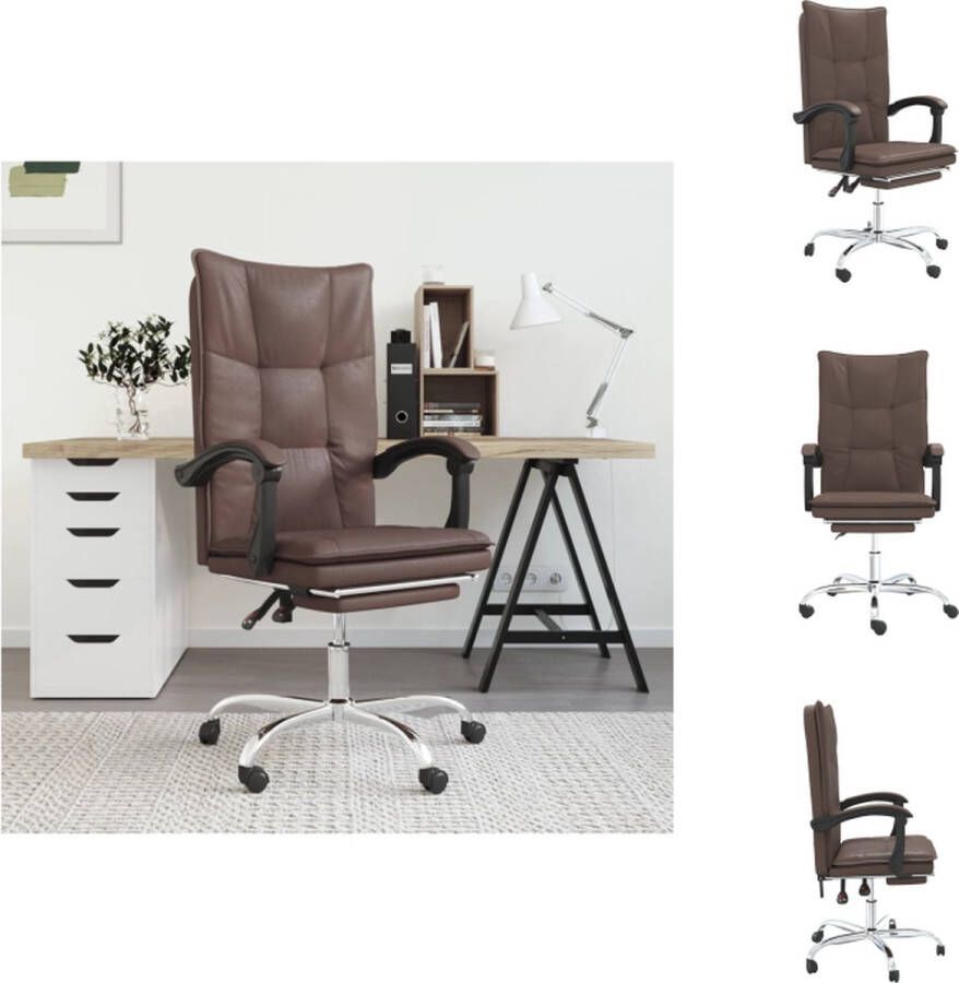 VidaXL Verstelbare Bureaustoel Bruin Kunstleer 63x56x112.5-122cm 360 graden draaibaar Stabiel frame Bureaustoel