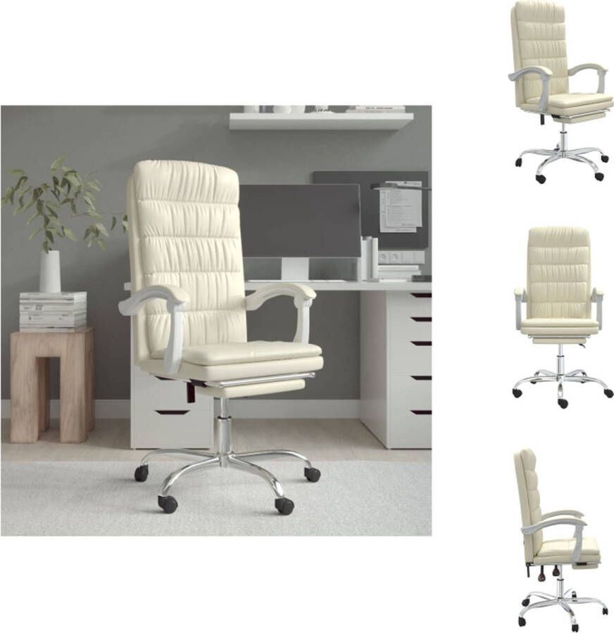 VidaXL verstelbare bureaustoel crème 63x56x(112.5-122) cm met verstelbare rugleuning en voetensteun duurzaam kunstleer Bureaustoel