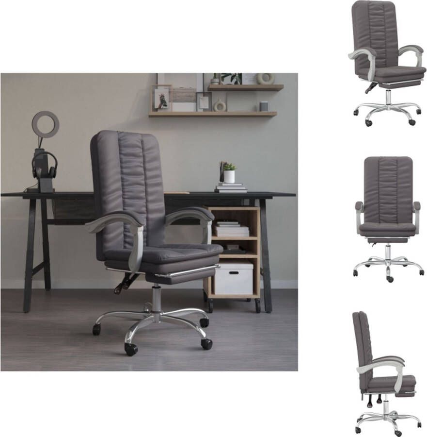 VidaXL Verstelbare Bureaustoel Grijs 63x56x(110.5-120) cm Duurzaam kunstleer Bureaustoel