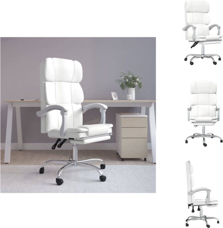 VidaXL Verstelbare Bureaustoel Kunstleer Wit 63x56x(112.5-122)cm Duurzaam Comfortabel Bureaustoel